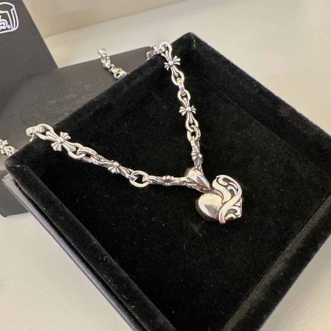 Chrome Hearts Silver Heart Pendant Necklace